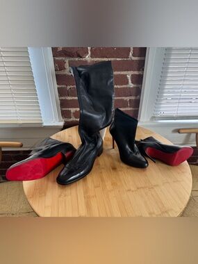 Christian Louboutin-Inspired Black Leather High Heel Ankle Boots both $690